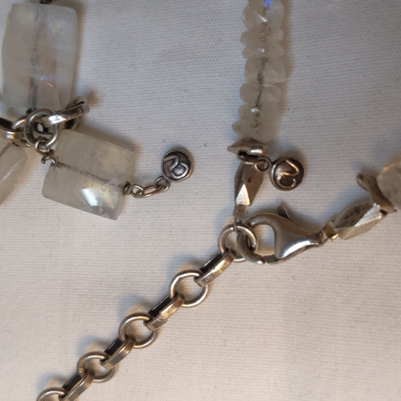 Rainbow moonstone bracelet earrings necklace set sterling silver signed … - Picture 11 of 12